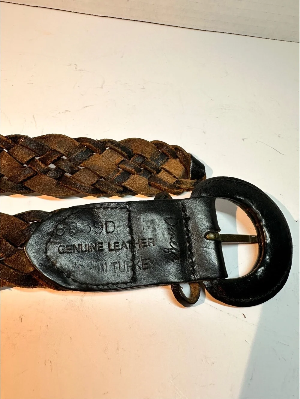 Vintage Omega Braided Black Leather Belt